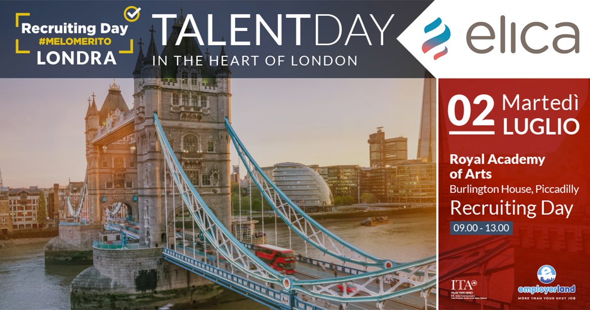 elicaspa's tweet image. Elica, tra le eccellenze del “Made in Italy” sarà presente a Londra al #TalentDay organizzato da @Employerland.
Se sei un giovane talento italiano e studi o lavori in UK passa a trovarci e candidati!

Scopri di più: bit.ly/2K6wNTD