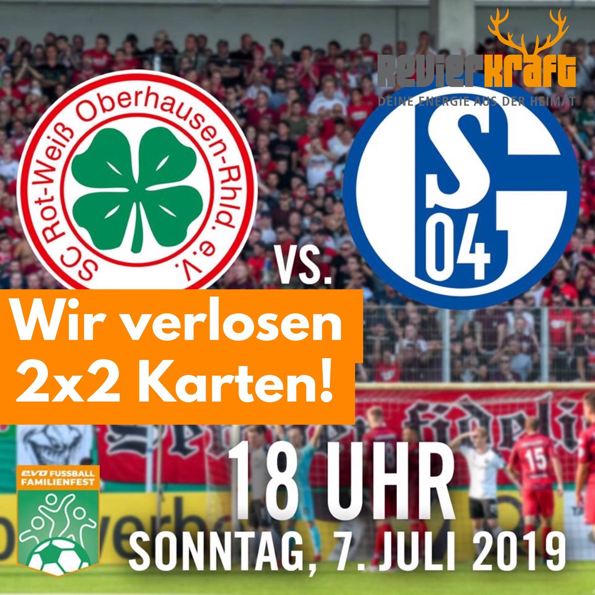 Für das Testspiel von @RWO_offiziell vs. <a href="/s04/">FC Schalke 04</a> am kommenden Sa, 18h, im Stadion Niederrhein verlosen wir 2x2x Karten – einfach hier bis Do, 4.7., 12h, kommentieren,  – und mit etwas Glück dabei sein … Teilnahmebedingungen: evo-energie.de/index.php?id=1… #evo #RWO #Oberhausen #S04