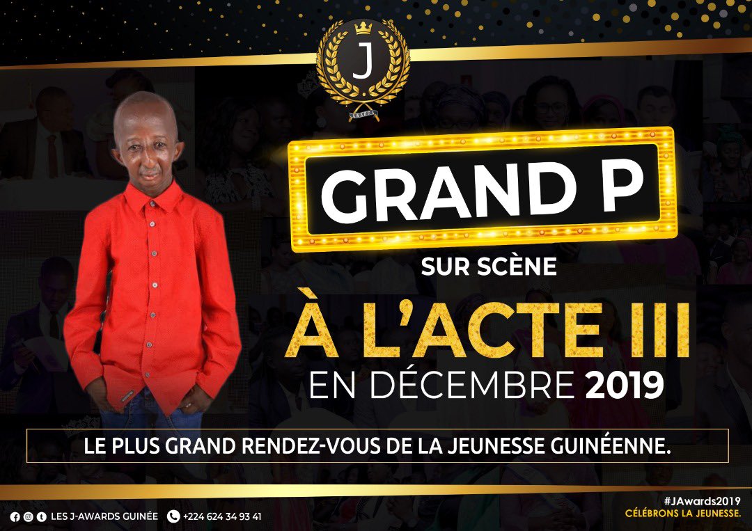 JawardsGuinee's tweet photo. C’est une des plus belles prises des #JAwards2019.
La forte sensation du moment #GrandP vous livrera un #MEGASHOW à l’occasion de l’Acte III
#CélébronsLaJeunesse
#IkhadinaNna #EhEh #EhAh https://t.co/TEMvROYEJi