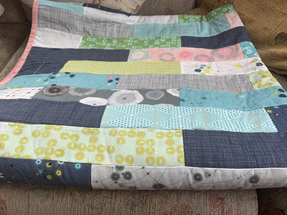cosy_sew's tweet photo. Beautiful subtle colours #DayInParis @ModaFabrics from @AppletreeCrafts seen on my @JanomeUK #Atelier3 This was part of a #JellyRollRace and a great day’s fun. Slept Cosy under it last night. #cotton #fleece #patchwork #brickQuilt #quilting #sewing #sewcosy 🧵 https://t.co/IC7zpdBnA3