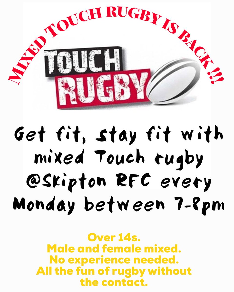 SkiptonO2Touch's tweet photo. Great way to get fit... fun, social non contact rugby @o2touch @EnglandRugby @YRFU_Official @TeamYorkshireRU #ThisGirlCan #RugbyWomen @WestRugbyRFU @DevYorksRugby @EnglandTouch https://t.co/n9prMiB2KA