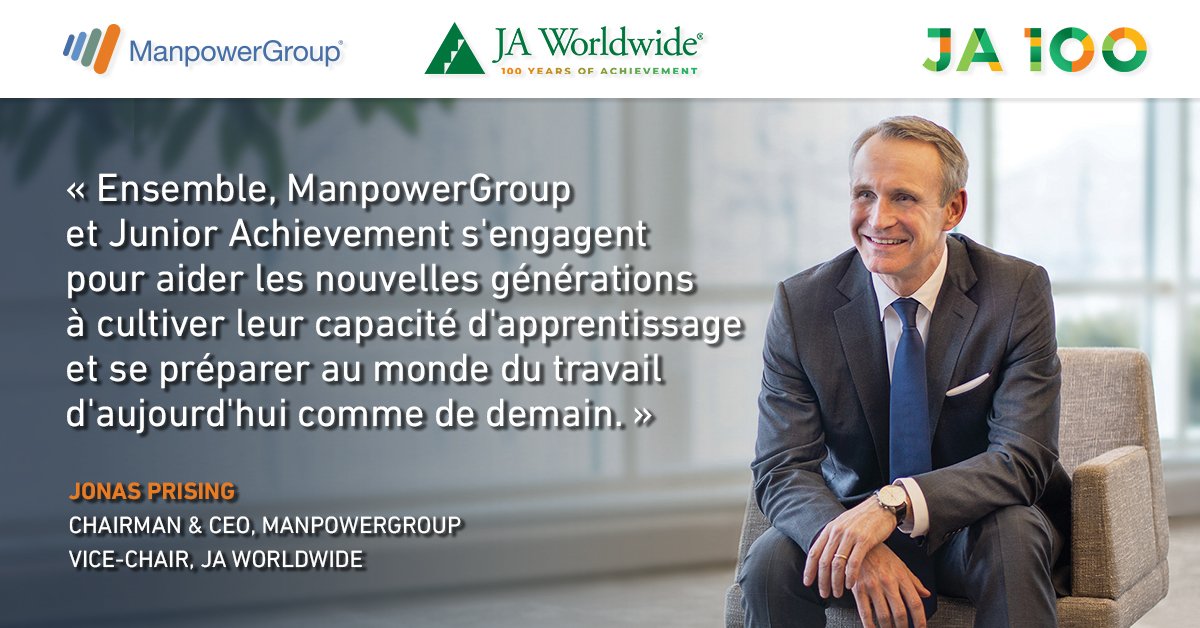 ManpowerGroupFR's tweet photo. .@JAWorldwide fête ses 100 ans en France 🎉 Ce mouvement international, dont @ManpowerGroup est partenaire, oeuvre pour l'#insertion professionnelle des jeunes et le développement de l'entrepreneuriat, deux sujets qui nous tiennent à coeur 🧑👨
#ReadyForWork #COYC19 https://t.co/JRroSzG88K