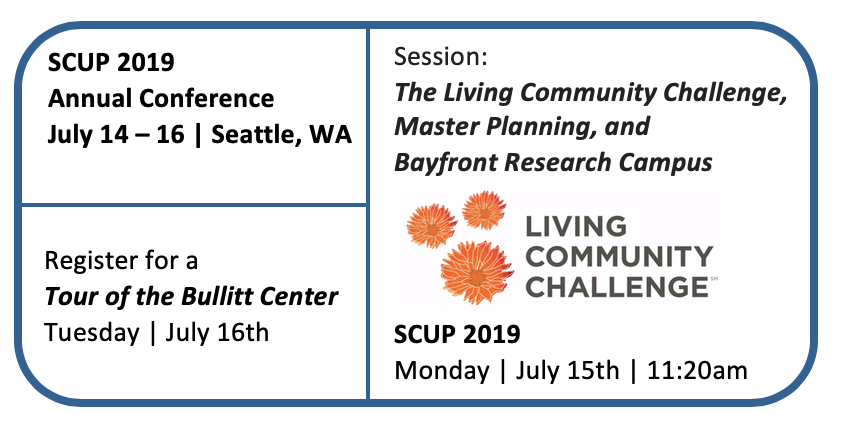 AliciaDanielsU's tweet photo. See you in two weeks at #SCUP2019 #Seattle Check out our @plansfsu @PageThink @Living_Future panel presentation:
The Living Community Challenge, Master Planning and Bayfront Research Campus #highered #integratedplanning #LCC #LivingCommunityChallenge https://t.co/jZNnzQjog1