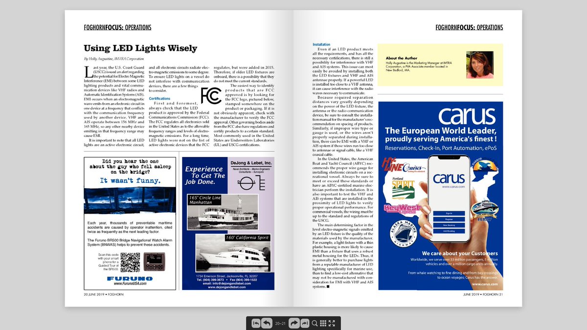 Imtra_Corp's tweet photo. There have been a lot of discussions lately on EMI and LEDs lights. Check out the latest issue of Passenger Vessel Association Vessel Association's Foghorn for more on the topic.
.
.
.
#passengervesselassociation #pva #foghorn #led #ledlighting #imtra https://t.co/Vwf6nwBJ8G