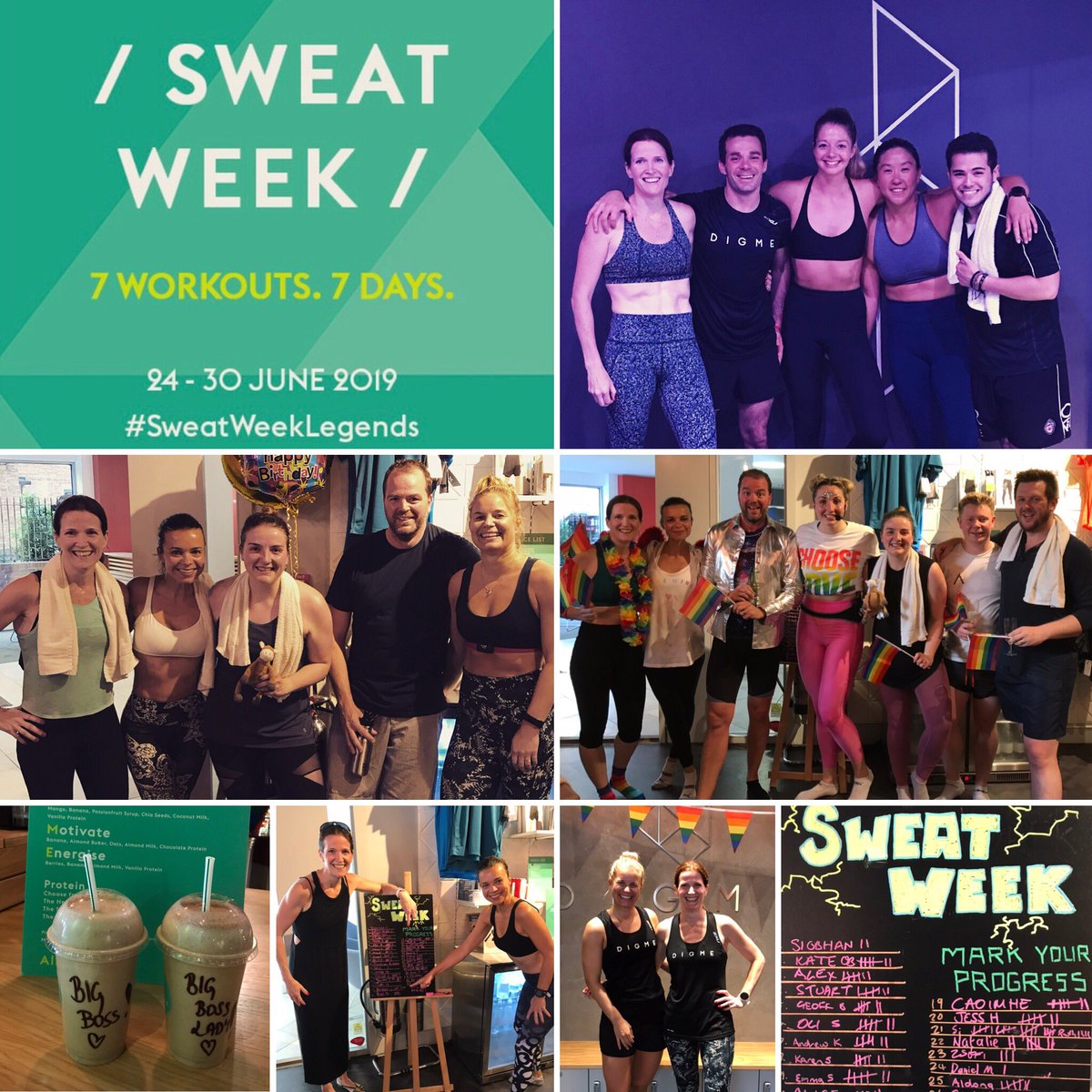 caoimhebamber's tweet photo. My #SweatWeek adventures! ๐Happy days sweating with rockstar instructors @bodiesbychloe @danlittleuk @GPettsFitness Kate & Emily ๐ฆ & catching up with so many @DigmeFitness friends. ๐ค Great to fit in a couple of classes with hubby @geoffbamber. โค๏ธ #Digme #SweatWeekLegends https://t.co/qL7CRsR734