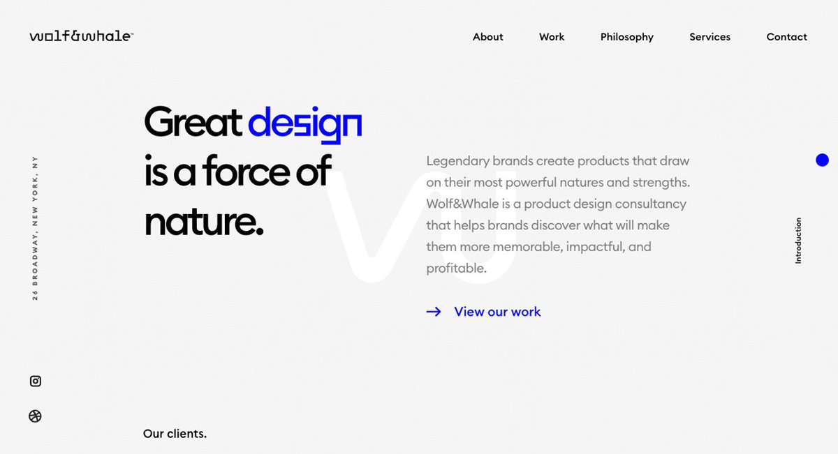 awwwards's tweet photo. Site of the Month nominee! Wolf&amp;Whale, by @MakeReign_, Grant, Alexis Benoliel &amp; Timothée HATTON for Wolf&amp;Whale, a NY-based digital design consultancy is up for SOTM, make their day and give them a vote here: https://t.co/4ytuPqCo3x #Parallax #Design #UIDesign https://t.co/IbAhADIiAA