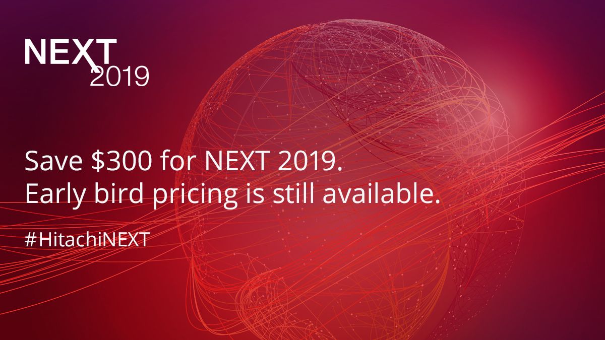 Hitachi_Nordics's tweet photo. Have you gotten your Early Bird tickets for #HitachiNEXT yet? Register here to discover #YourDataOpsAdvantage: https://t.co/aRiHthBkXe https://t.co/y4QRoaZF0g