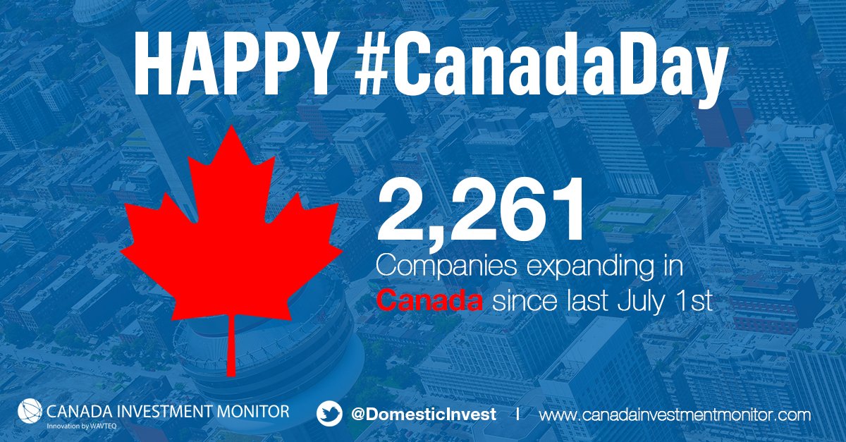 DomesticInvest's tweet photo. Canada Investment Monitor celebrates #CanadaDay with 2,261 companies expanding in #Can since last July 1st -https://t.co/3ecNmb4wt7 #EconDev #DomesticInvestment #DirectInvestment #InwardInvestment https://t.co/90L26eytpc
