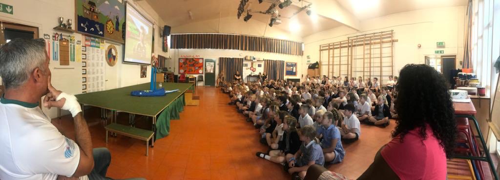 iccamericas's tweet photo. As they say ...never forget your roots!Matt Featherstone from @brasil_cricket showcases CRIIIO at his old school Wateringbury school, Kent. An advocate of the game at heart. #letsgrowglobally #CRIIIO #anywhere, #anytime #anyone https://t.co/Nj8crPTzU2