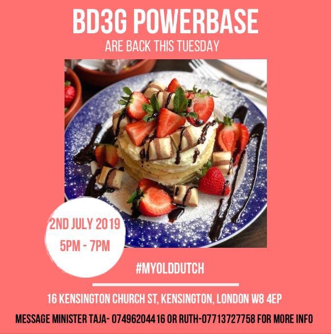 Jessicasteph1's tweet image. Who’s ready to connect, enjoy a treat and build strategic relationships? It’s Socialising Tuesday for BD3G👋🏾🥊 

Last week Tuesday It was PizzaExpress   This week it is👇🏾

Meet BD3G powerbase at @My_Old_Dutch on Tuesday 2nd July at 5pm, see you there😆

#ThePowerBase #SPACNation