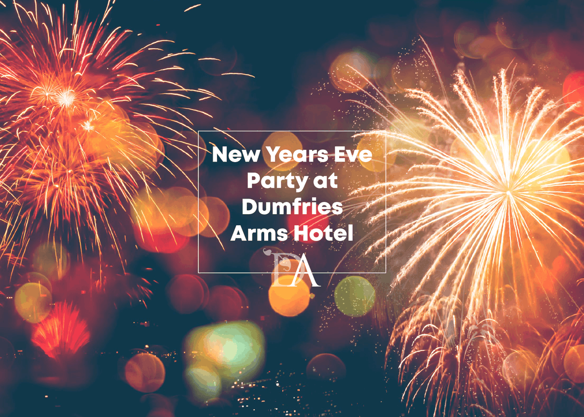 TheDAHotel's tweet photo. Count down to 2020 at The Dumfries Arms Hotels Hogmanay Ball🎊
Tickets: Adult - £30.00, Child (aged 5-12) - £15.00
Includes a welcome drink and canapés at 7pm with a buffet and live entertainment continuing into the early hours of the New Year🥂 Call now to book: 01290 429 230 https://t.co/88GXrY8Cg2