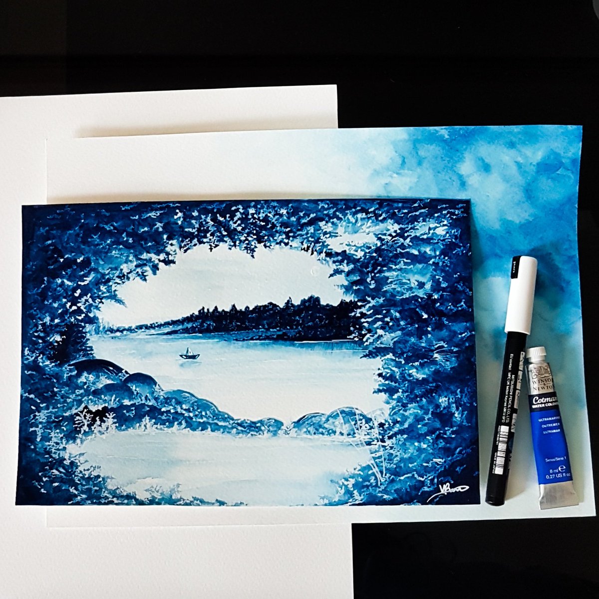 A watercolour experiment🎨 

#watercolour #waterbrushpen #watercolourpainting #watercolor #painting #landscape #landscapepainting #posca #poscapens #finishedpiece #artoninstagram #art #instagramart #blue #bluepainting #natureart #nature