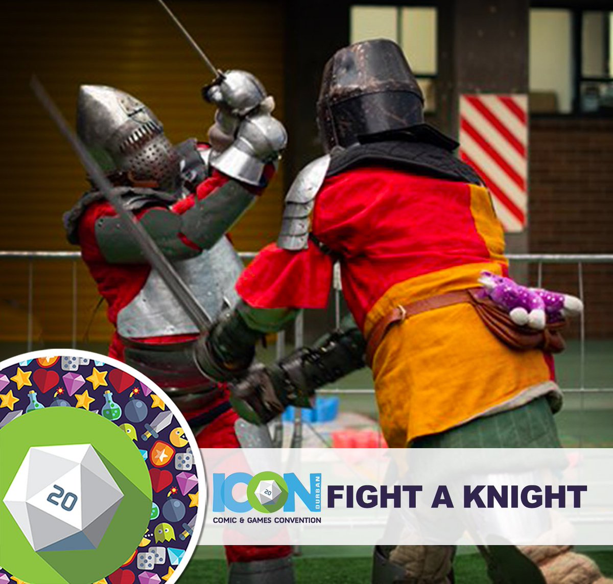 ICONDBN's tweet photo. ITS BACK!!! Our annual Fight a Knight is back and its as brutal as ever!
R50 Real Steel
R20 Boffer
Fights are one Minute
Tickets @ https://t.co/WDUluHcJQZ    

#ICONDBN #durbanevents #icondbn2019 #durban #boardgames #cosplay #RPG #MTG #Pokemon #keyforge #warhammer #comic https://t.co/jVCbgNCXNf