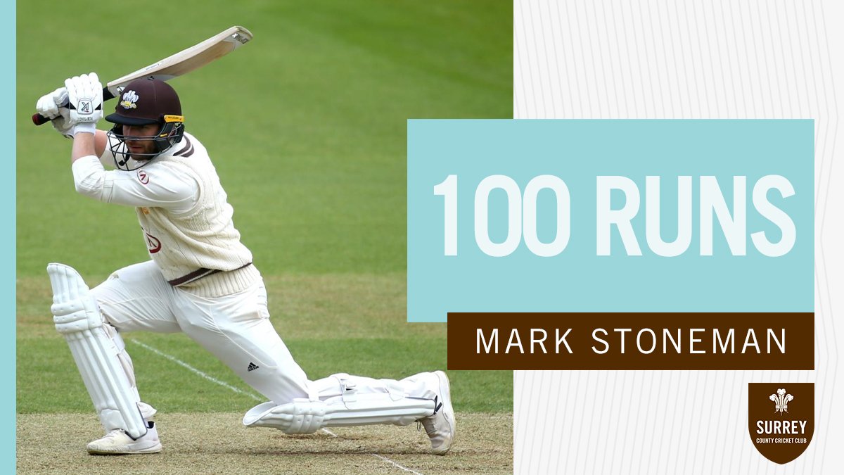 surreycricket's tweet photo. 💯 Mark Stoneman goes to his first @CountyChamp century of the year! 🙌 https://t.co/gY55UHJT1H