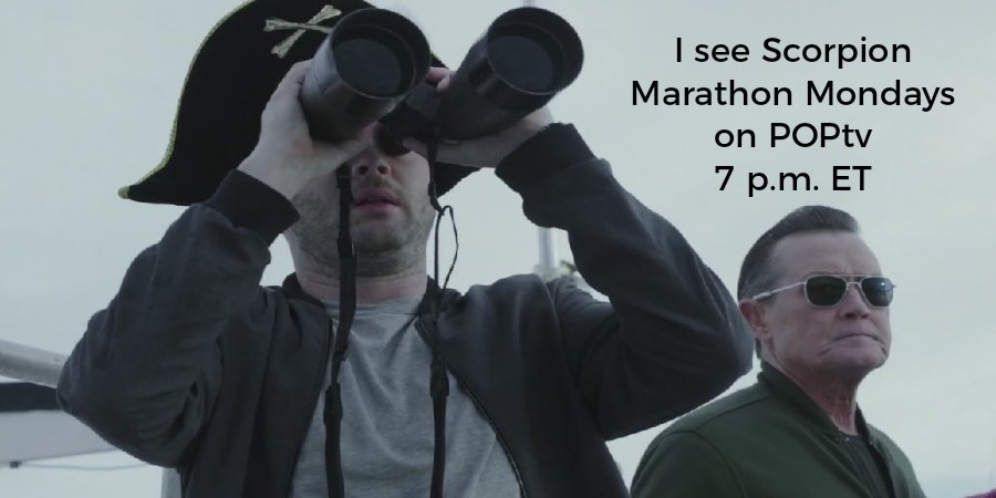 #TeamScorpion Today is Scorpion Marathon Monday on <a href="/PopTV/">Pop</a> starting at 7pm et! Watch what you can and DVR and watch ASAP! Good viewer numbers send a good message to CBS, which owns Poptv. And special thanks to <a href="/PopTV/">Pop</a> for putting Scorpion back on Our USA TVs! 
#SaveScorpion