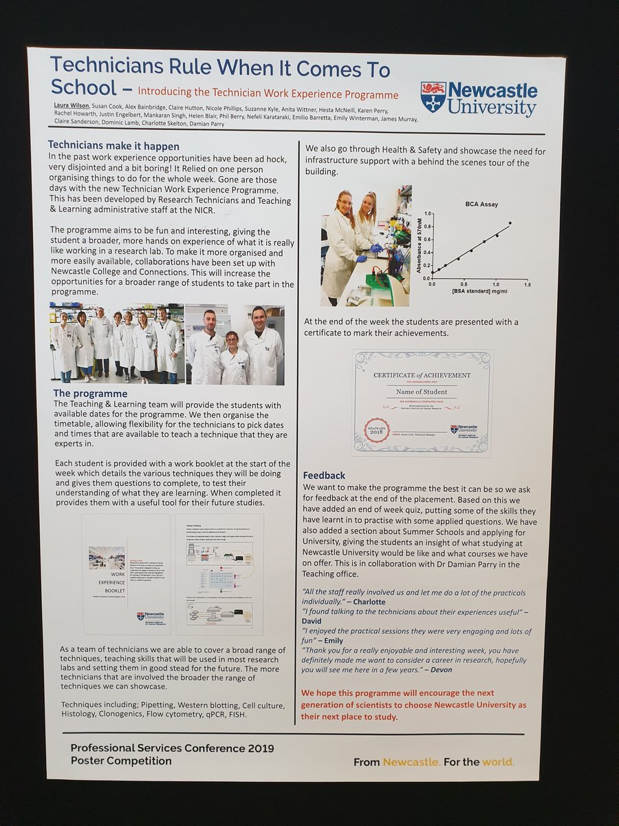 There are some great posters in the poster competition here at #NCLPSConf19 - especially this one 'Introducing the Technician Work Experience Programme' #TechniciansMakeItHappen <a href="/NU_Technet/">NU_TechNet</a>