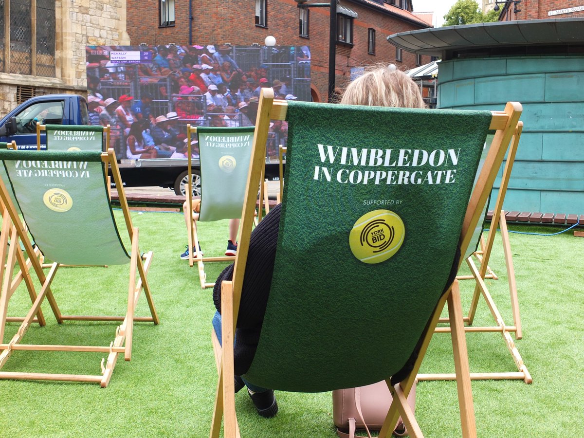 PyperYork's tweet photo. Thanks to @Northernflags for printing our lovely new deckchair covers for @coppergateyork - they are getting good use already! #Wimbledon https://t.co/4kwnHe6F8a