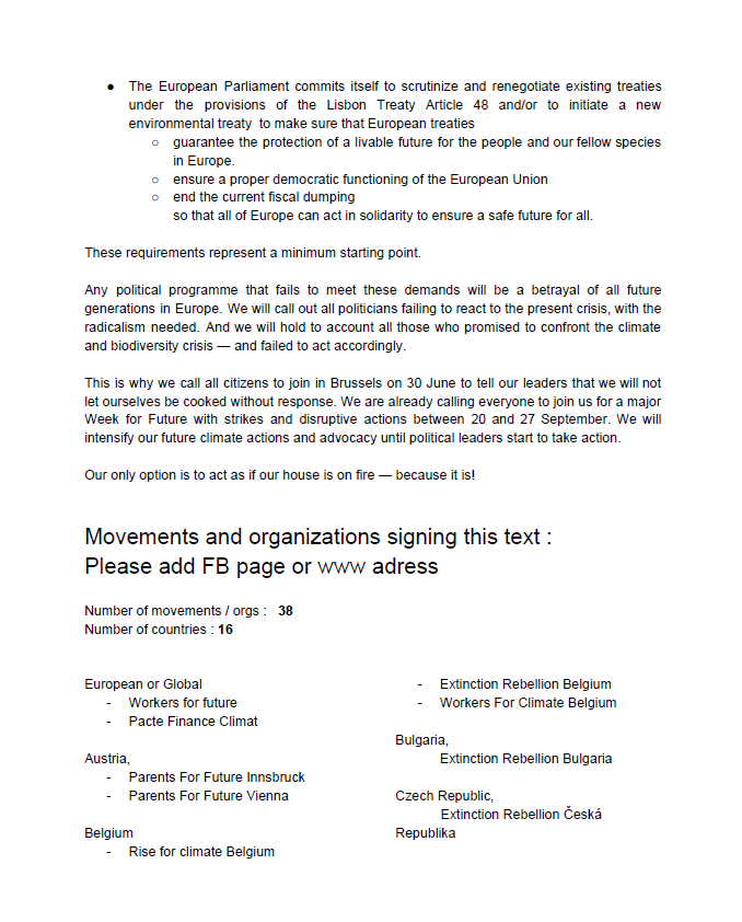Workers4C_BE's tweet photo. 38 movements from 16 European countries, including #WorkersForClimate, urge European Leaders to #ActOnClimate:
👉#ClimateEmergency 
👉#GreenNewDeal
👉comply to #ParisAgreement
👉revise #EuropeanTreaties to ensure a safe future for all

#Youthforclimate #FridaysForFuture https://t.co/evImFDeaFC