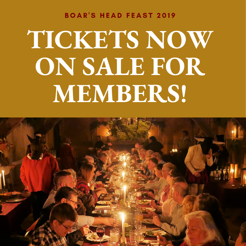 Tickets for this year's Boar's Head Feast are now available for MEMBERS! If you're a Henricus Member, check your email for the link to purchase tickets. If you didn't receive the link, please call our event coordinator to have it sent to you! 804-748-1131 🍻