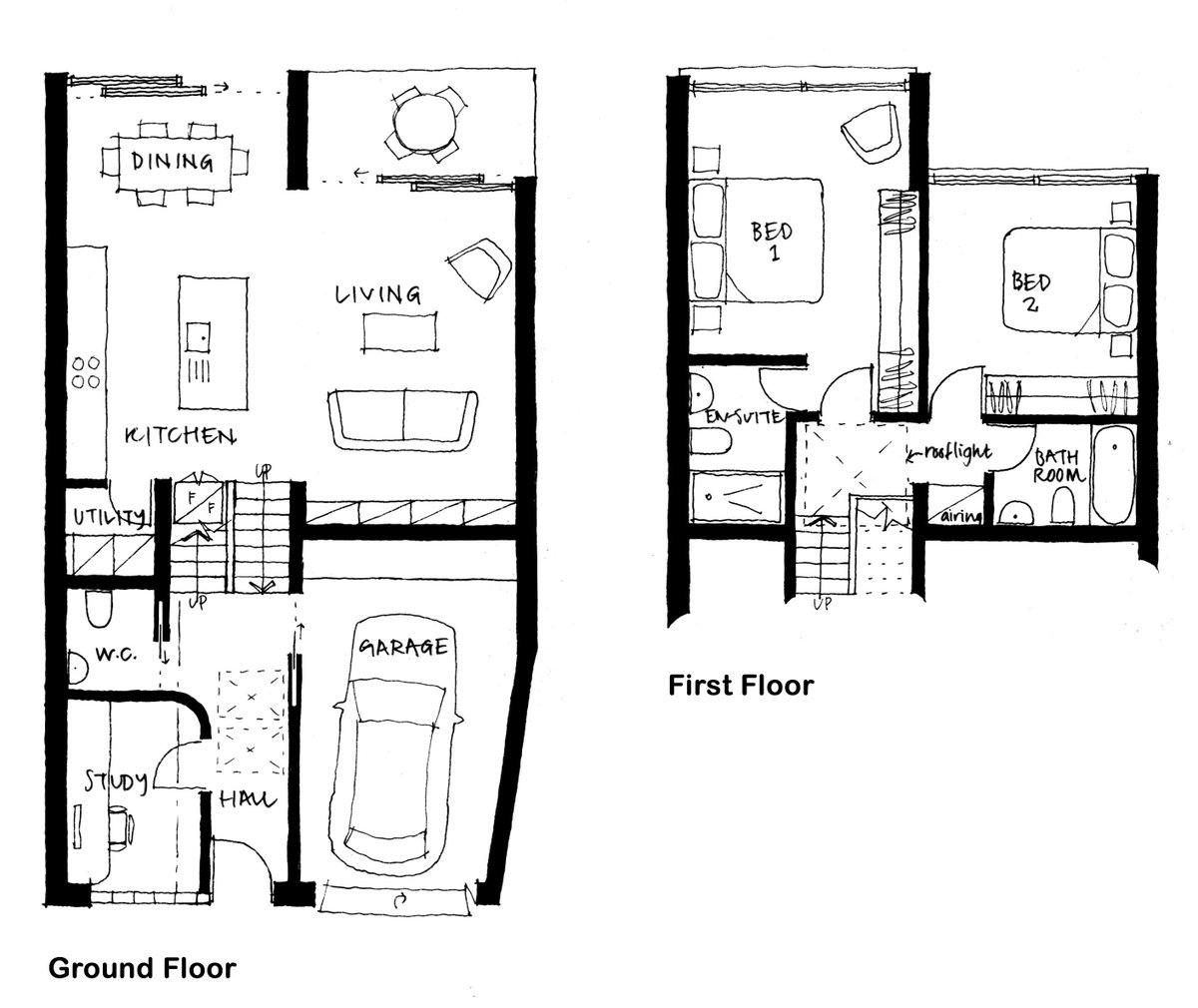potentialetc's tweet image. Split-level designs work well for sloping sites. In this design I used a simple split-level to form an AirBnB annexe to a house - 1 level at the front and 2 levels at the rear. Commission me to do an architectural design study for you at potentialetc.com. Prices from £150.