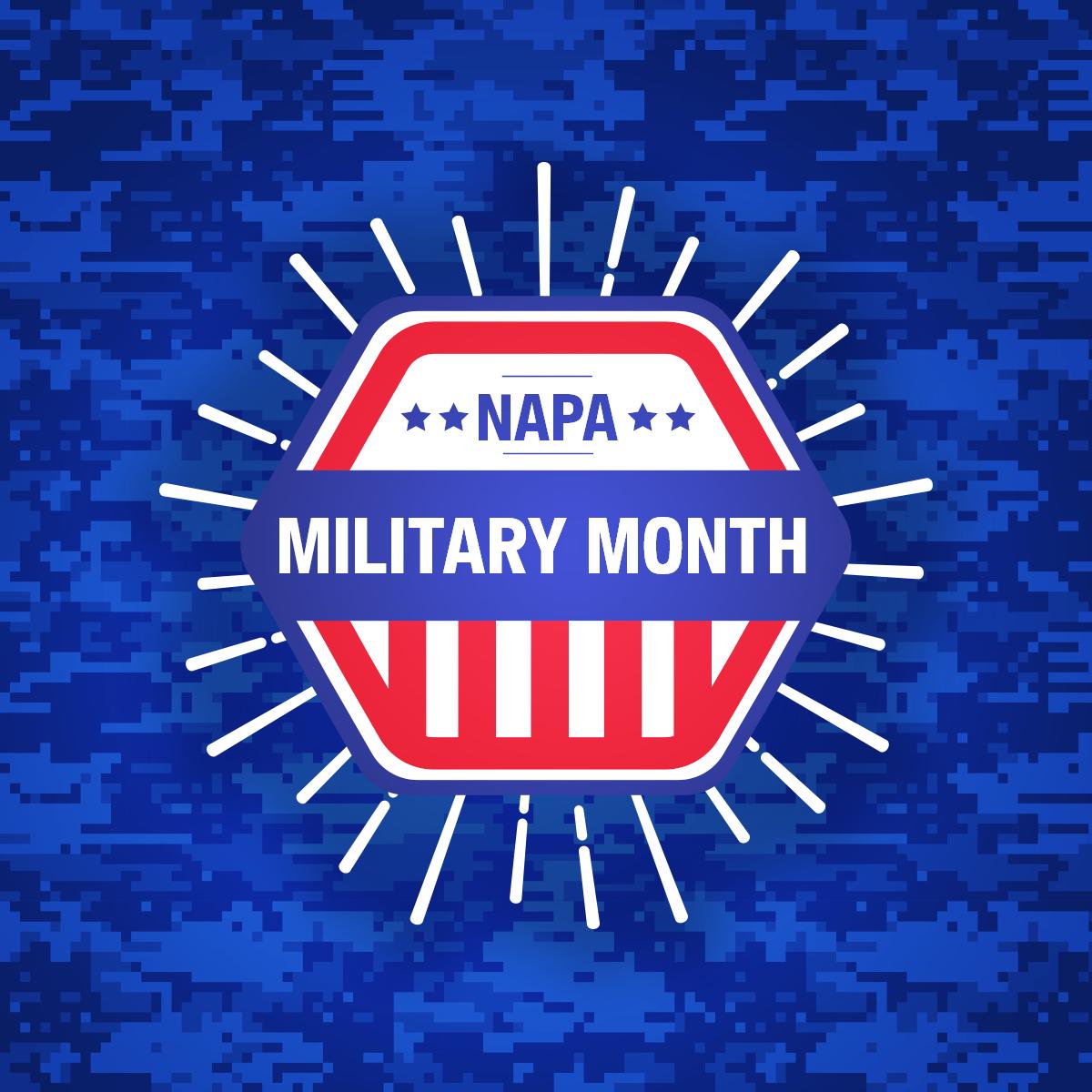 theNAPAnetwork's tweet photo. It's Military Month at NAPA and all month long when you shop at one of our stores, a portion of the proceeds will go to the Intrepid Fallen Heroes Fund. And don't forget to catch @chaseelliott and @RonCapps28 sporting their new patriotic scheme this weekend. #NAPAMilitaryMonth https://t.co/yFAnfgvBE1