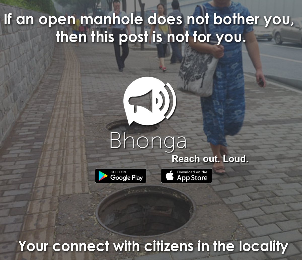 BhongaApp's tweet photo. Testing times #Monsoon2019 

Shout out on #Bhonga App about any Manhole, Pothole, Water Logging, any mishap to warn others. Take action #help your fellow citizens
 
Staysafe with Bhonga on your side #potholes #RoadSafety #MumbaiRain @PotholeWarriors @aapli_mumbai_ @RoadsOfBombay https://t.co/pPEBdf0UWm