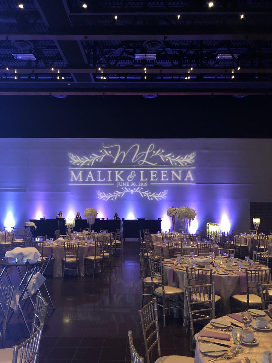 A beautiful custom #gobo is a must have when you have 900 people in attendance!
#wedding #edmontonconventioncentre <a href="/yegconvention/">Edmonton Convention Centre</a>