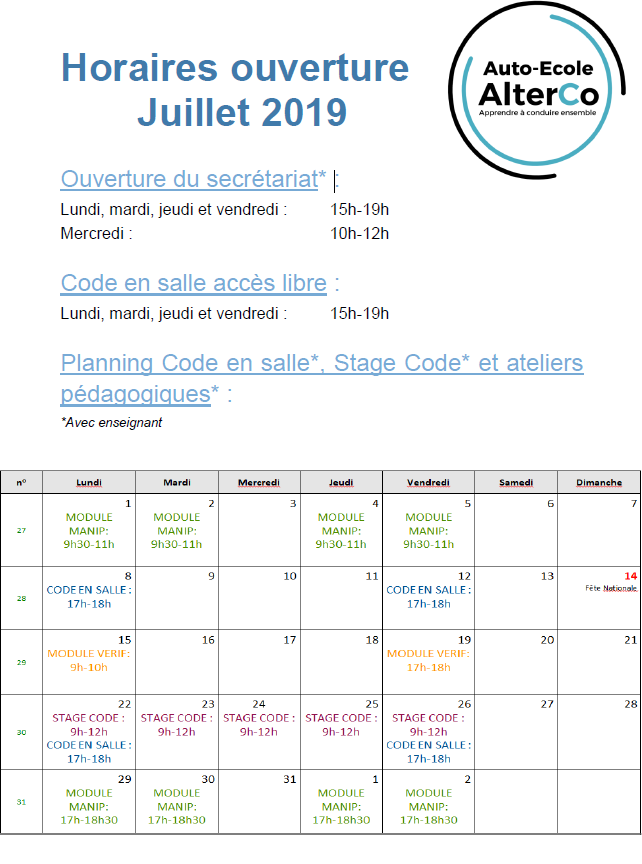 AE_Alterco's tweet photo. Planning du mois de juin : Code et ateliers pédagogiques.
Pour tout renseignement, contactez nous au 03 62 28 52 53 ou alterco.formation@gmail.com https://t.co/CTSWd6wAEN