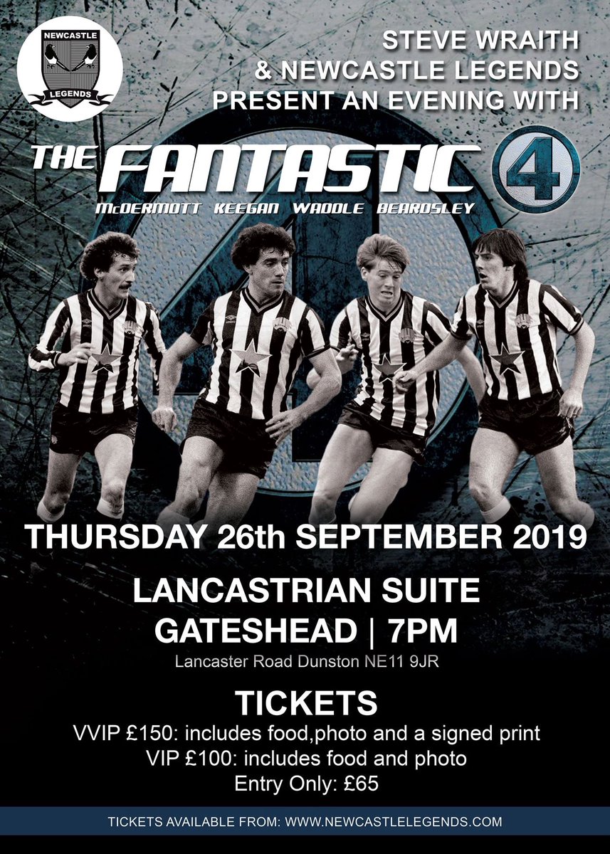 Steve Wraith (@stevewraith) on Twitter photo A Great #Gift IDEA for #NUFC fans
THE FANTASTIC FOUR KEEGAN//BEARDSLEY/@TerryMac777 / <a href="/chriswaddle93/">Chris Waddle</a> Tickets from newcastlelegends.com A Great #Gift IDEA for #NUFC fans
THE FANTASTIC FOUR KEEGAN//BEARDSLEY/@TerryMac777 / <a href="/chriswaddle93/">Chris Waddle</a> Tickets from newcastlelegends.com