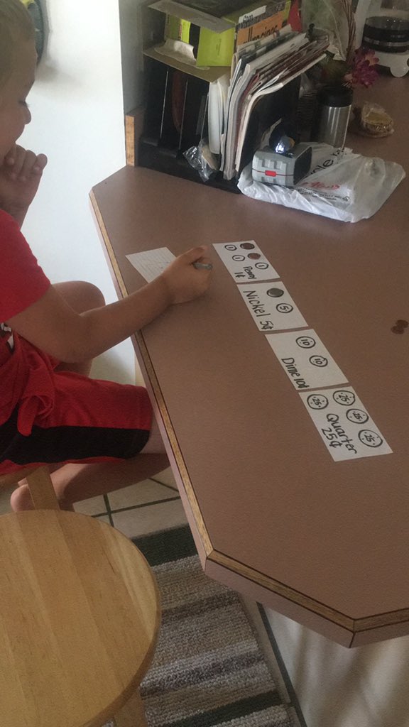 MrsW111's tweet photo. Earning money for chores and first grade practice work. #nosummerslide #coinrecognition #firstgradeherehecomes https://t.co/yGF0BACjKJ