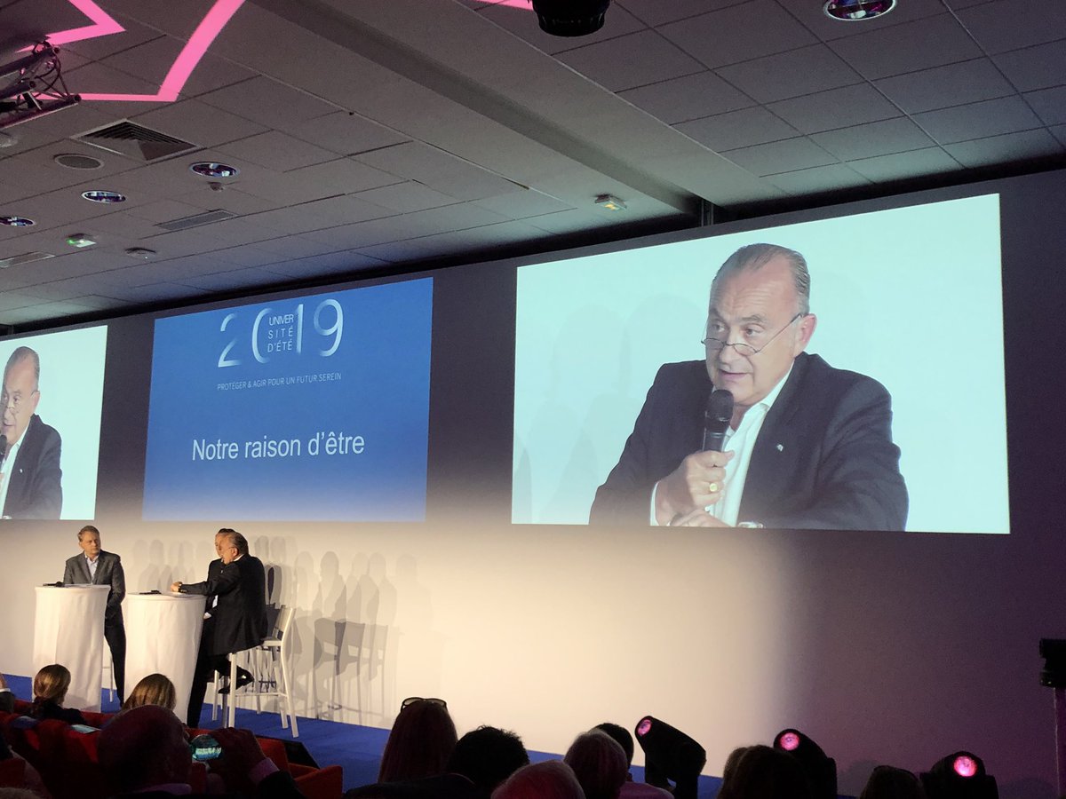 Université d’été 2019 à Fremigny. Jacques de Peretti avec la présence exceptionnelle de Thomas Buberl. Protéger &amp; Agir pour un futur serein