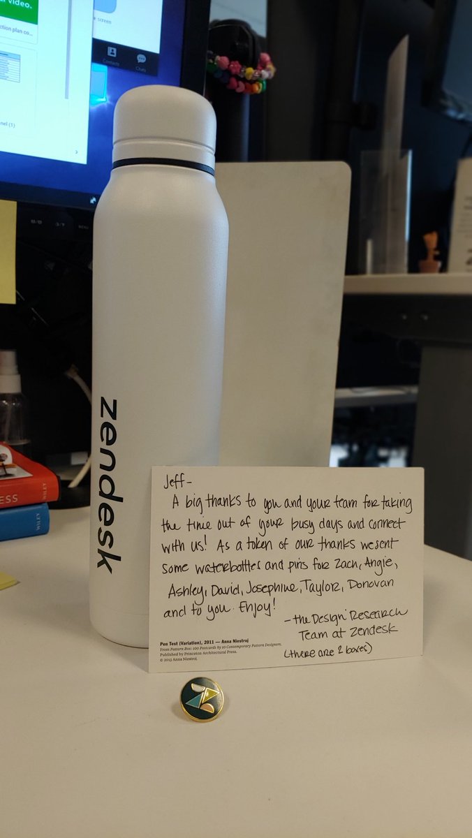 angeeferris's tweet photo. I recently got to participate in a research project with Zendesk. They watched how I work and interface with their product. Got a nifty gifty from them today. Thanks, @Zendesk ! https://t.co/PqbQ4BGT7W
