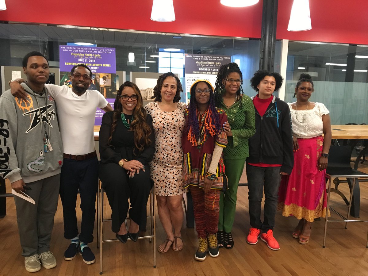 UConnHDI's tweet photo. #Doing vs. #Being in the #HealthEquity space &amp; our health systems. Art has a way to humanize lived experiences &amp; challenge our appraoch in systems-of-support. TY @JCJarchitecture for hosting our 2nd Annual #VisualizeHealthEquity event &amp; enormous THANKS to our #fearless artists! https://t.co/RhTAdUiUdi