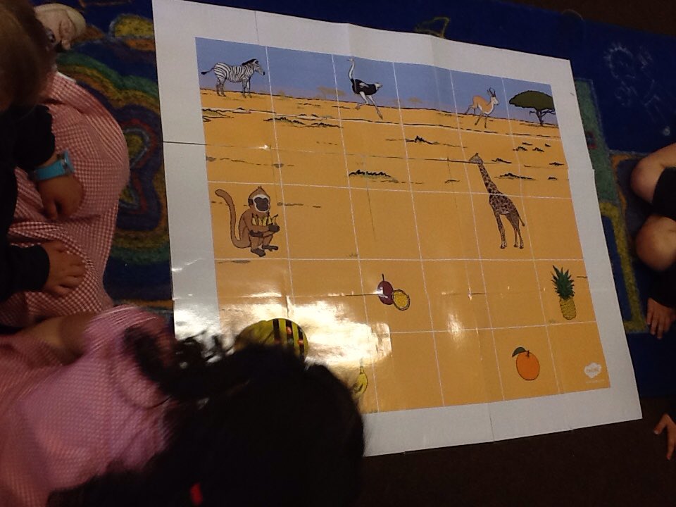 Hendrefoilan's tweet photo. Handa's surprise musical compositions and beebot programming around an African landscape. What fun! #hdfpRec https://t.co/XyQVlLTivT