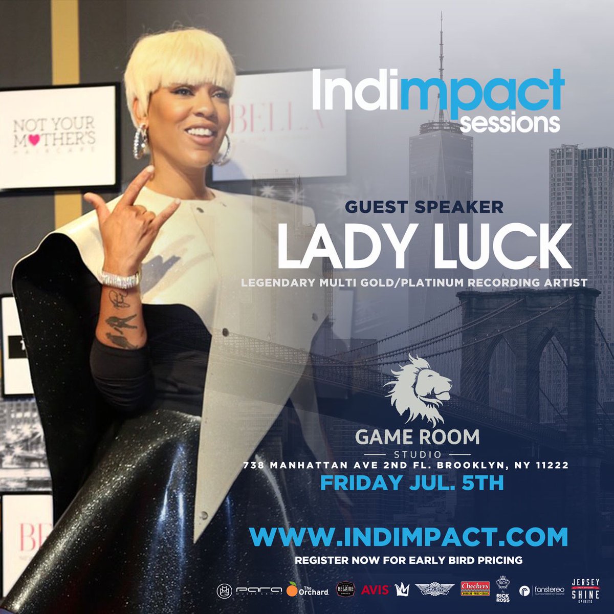 indimpact's tweet photo. Join Us at #Indimpact Weekend for our industry panel featuring our special guest speaker Lady Luck!
@iamladyluck is a legendary multi-gold/platinum Recording Artist & Entrepreneur with tons of experience and knowledge to share!
Grab your passes now:
https://t.co/zUTnDWdCS5 https://t.co/qo3hxJe7Al