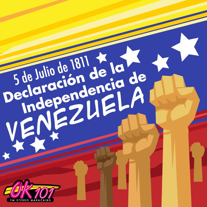 FMOK101's tweet photo. Hace 208 años se firmó el Acta de la Declaración de Independencia de Venezuela, convirtiéndose esta nación en la primera de Iberoamérica en declararse independiente. #5deJulio #Venezuela #Maracaibo #OK101 #Efemérides https://t.co/rbirCfAd7L