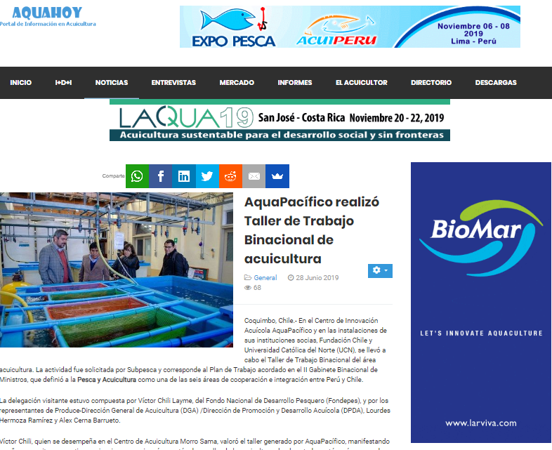 El taller binacional realizado por AquaPacífico fue destacado por el portal peruano <a href="/aquahoy/">AquaHoy</a> 😊🇨🇱🇵🇪 En 👇aquahoy.com/noticias/gener…