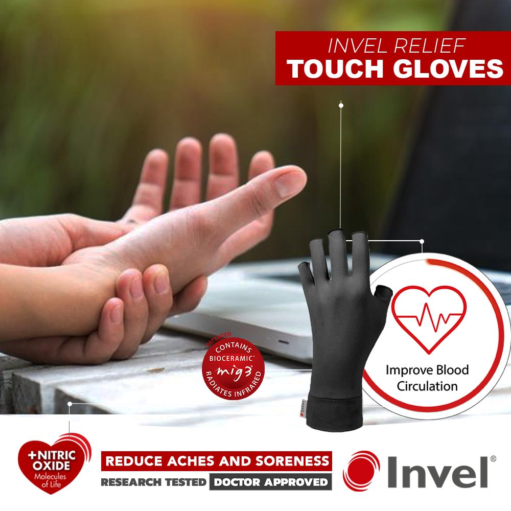 InvelNA's tweet photo. Invel's Relief Touch Gloves are designed to alleviate aches and discomfort in your palms, fingers, and wrist with the power of our patented MIG3® infused fabrics. 
🖐🏽Feel Better 
👍🏽Relieve Faster 
🧤Wear Your Wellness
#InvelUSA #Invel #FarInfrared #WearYourWellness #NitricOxide https://t.co/RmncIxMVym