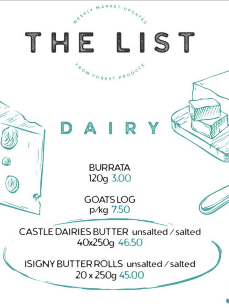 Chris Gillard (@forestchrisg) on Twitter photo The List!!! <a href="/ForestProduce/">Forest Produce</a> some bargains arriving in chefs inbox across the South West!! Yes that does say Β£46.50 for a full dairy butter case π₯π₯π₯ The List!!! <a href="/ForestProduce/">Forest Produce</a> some bargains arriving in chefs inbox across the South West!! Yes that does say Β£46.50 for a full dairy butter case π₯π₯π₯