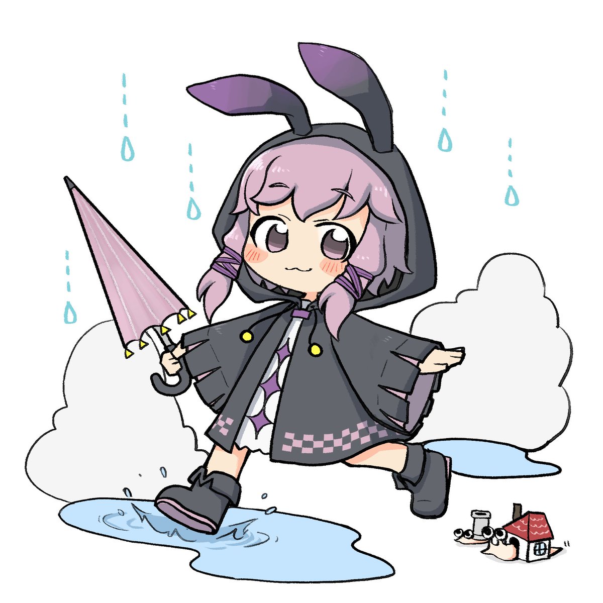 結月ゆかり 「雨の日も雨合羽で外にでよう! #結月ゆかり #月金は絵を描こう 」|えびごはん🦐🍚のイラスト