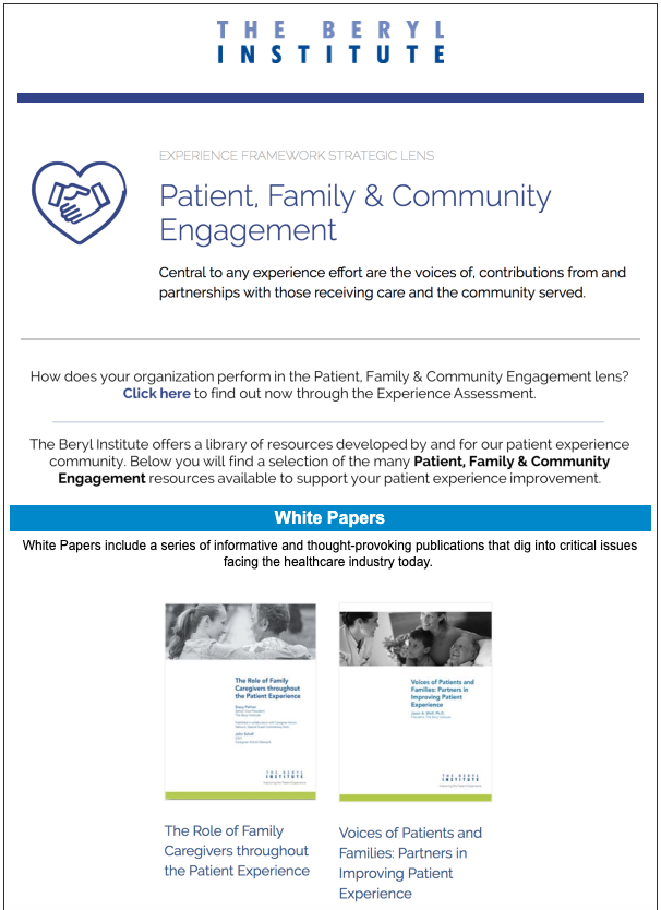 jasonawolf's tweet photo. As you explore the #experienceframework, another great summary of key resources available on patient, family & community engagement. Enjoy these resources via The @BerylInstitute: https://t.co/EAgIWnaZaB #ExperienceEcosystem #HumanExperience #PatientExperience #TocareisHuman https://t.co/5UTNSjnPP5