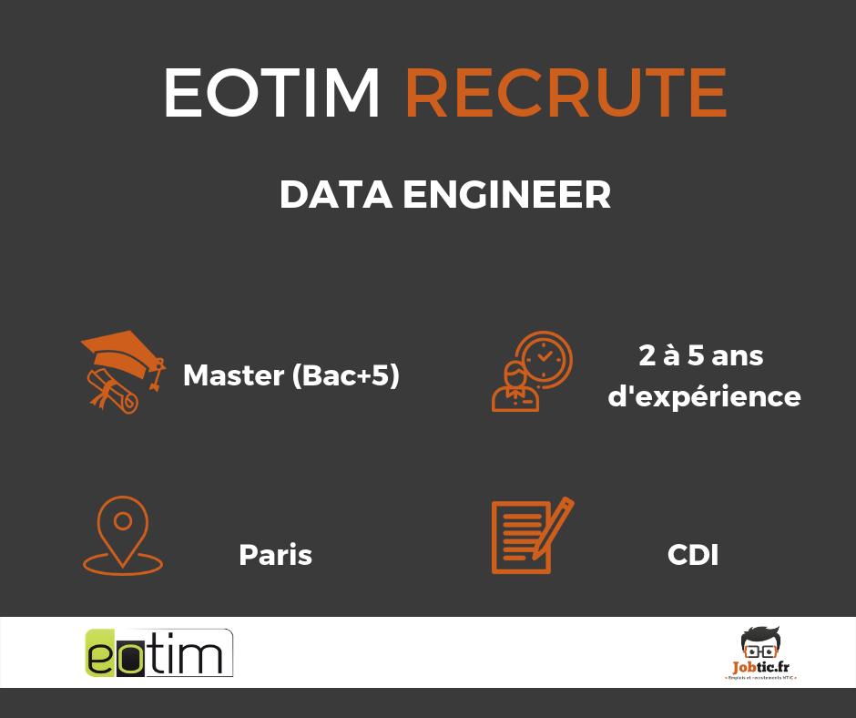 jobtic's tweet photo. L'entreprise @Eotim recherche un Data Engineer (H/F) pour un CDI à Paris ! 😀
https://t.co/EwtfwuITtn

Pour consulter les autres offres c'est ici 👉 https://t.co/bMNkupmKWd

#job #cdi #recrute #dev #data #codes #paris https://t.co/z4Kw6awKTa