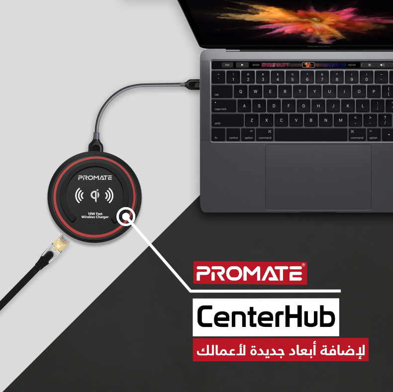 promatesa's tweet photo. وصلة ”سنترهب“ تقدم منافذ عديدة لتزيد من مهام حاسوبك! ابتداءا من الـ USB-C وحتى الـ .HDMI

#بروميت #Promate #وصلة
#شاحن #usbc https://t.co/BoaoVxcwdg
