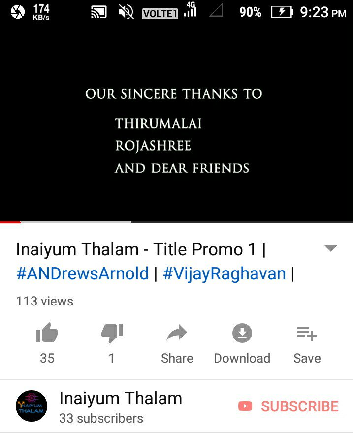 ThalamInaiyum's tweet photo. Single day
100+ Views, 35 Likes, 1  Dislike 
33 subscribers...It's not without your support😘😘🙌🙌🙌😍

With lot of respect and love towards Happy to said our 
#Inaiyum_Thalam content promo -2 releasing July 4th officially🔥🔥😎

#InaiyumThalam #Entertainment #SocialIssues https://t.co/Fuogq4AA5S