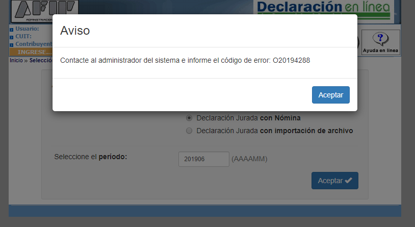 matiasambrosio0's tweet photo. @AFIPcomunica Me pasas el nro del administrador del sistema? 🤦♂️
#ErroresAFIP #ContadoresAUTOCONVOCADOS #ContadoresDecimosBasta
#AfipNoPodemosTrabajar #AfipLaPáginaSeCae #Petitorio21J
#21J #AfipLeéElPetitorio #AfipLosContadoresTeLoMostramos
#AfipErroresMil
#Movilización21S https://t.co/PTJcJCgaKu