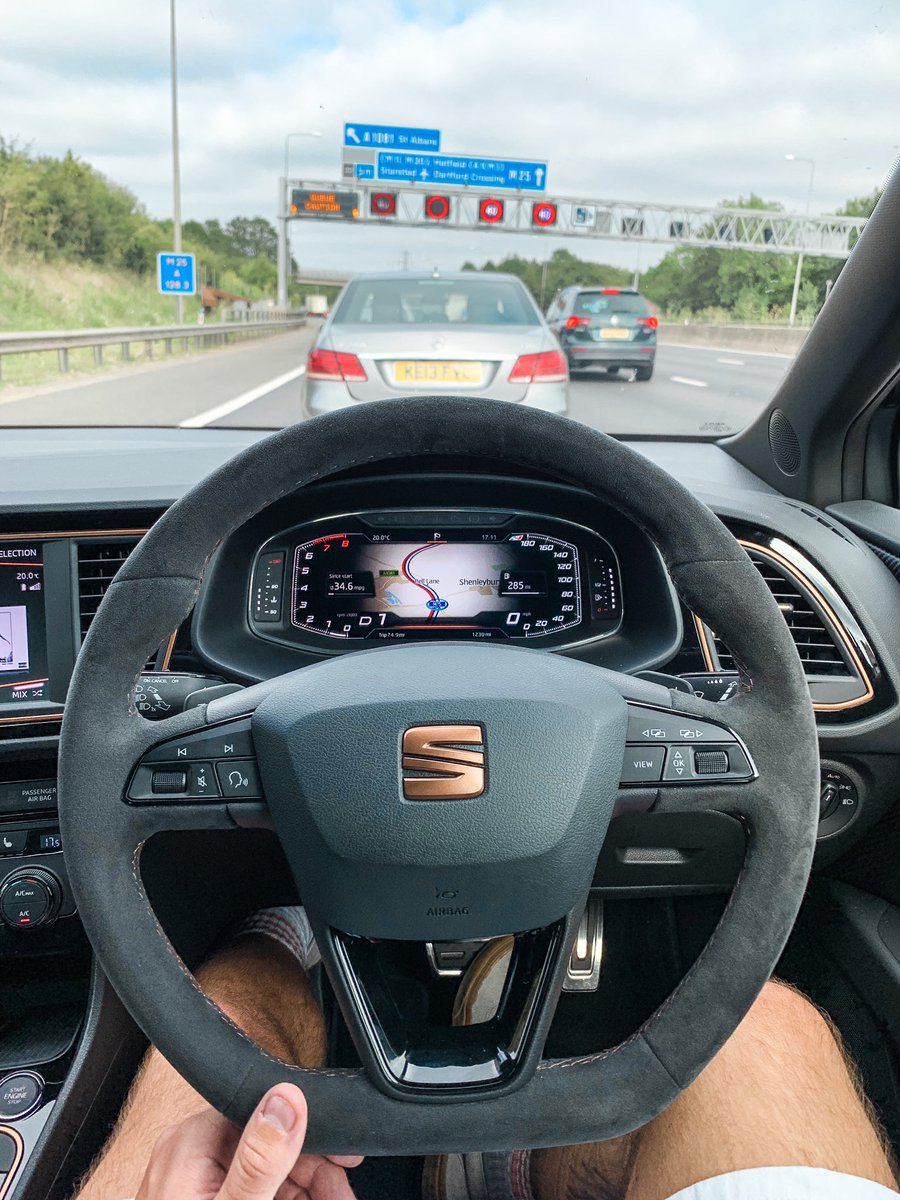 WallacePJW's tweet photo. I don’t mind sitting in traffic when this is my POV😍🏁 @ParkersCars #AlcantaraWins #BronzeDetails https://t.co/stAekfBpiA