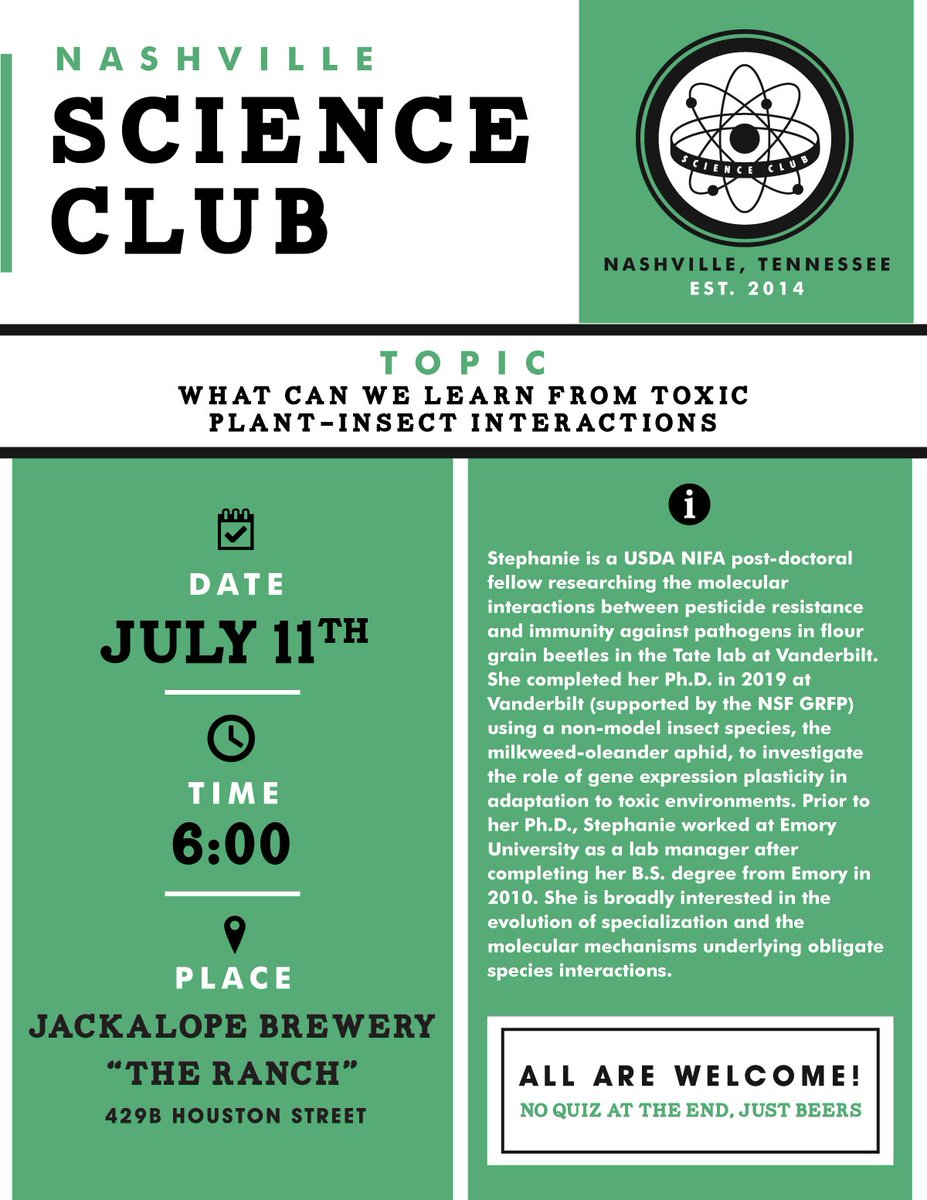 Science Club Nashville meets this Thursday <a href="/JackalopeBrew/">Jackalope Brewing Co.</a> - Come and have a beer and learn something