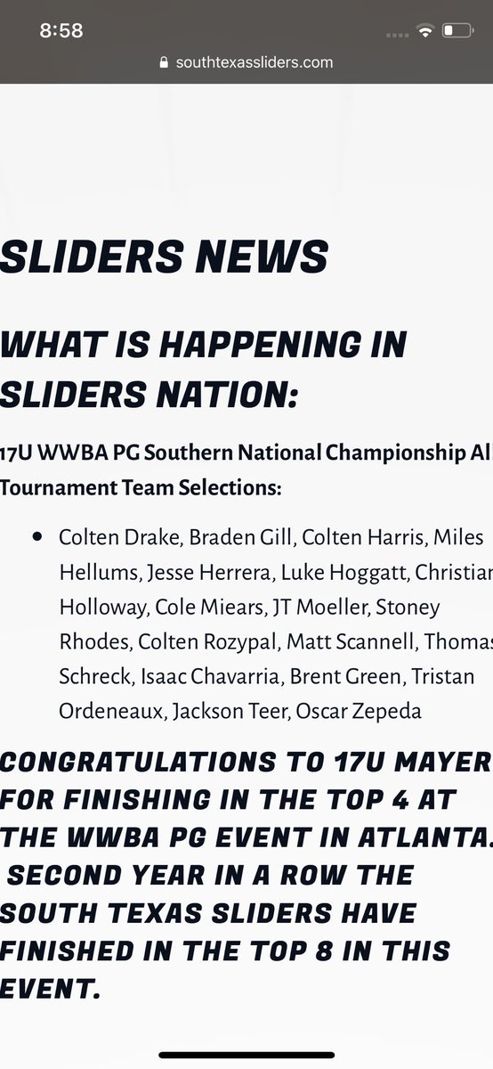 Cole Miears (@colemiears) on Twitter photo Congrats to everyone that made All tournament team in Atlanta! <a href="/stsliders/">South Texas Sliders</a> @PBR_Texas <a href="/PG_Tourney/">Perfect Game Tournaments</a> Congrats to everyone that made All tournament team in Atlanta! <a href="/stsliders/">South Texas Sliders</a> @PBR_Texas <a href="/PG_Tourney/">Perfect Game Tournaments</a>