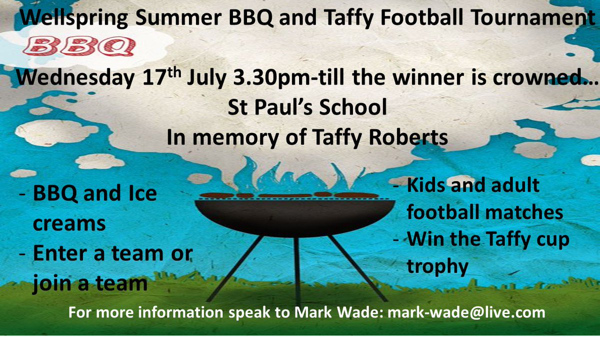 <a href="/WellspringStP/">Wellspring</a> <a href="/StPaulsCEWigan/">St Paul's C.E. Wigan</a> are getting ready for the end of term party next week and this year some football and BBQ, a trophy to be won in memory of our friend Taffy, come and join us on the 17th July <a href="/LivDiocese/">Diocese of Liverpool</a> <a href="/TransformWigan/">Church Wigan</a> <a href="/LDSTEducation/">Liverpool Diocesan Schools Trust</a> #growingcommunity #football