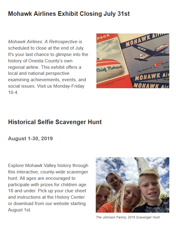 UticaCollegeCHR's tweet photo. Here's the July events for Oneida County History Center! To find out more you can check out their twitter @OCHCTweet or contact rmclain@oneidacountyhistory.org or 315-735-3642 https://t.co/rVtdoA1Ply